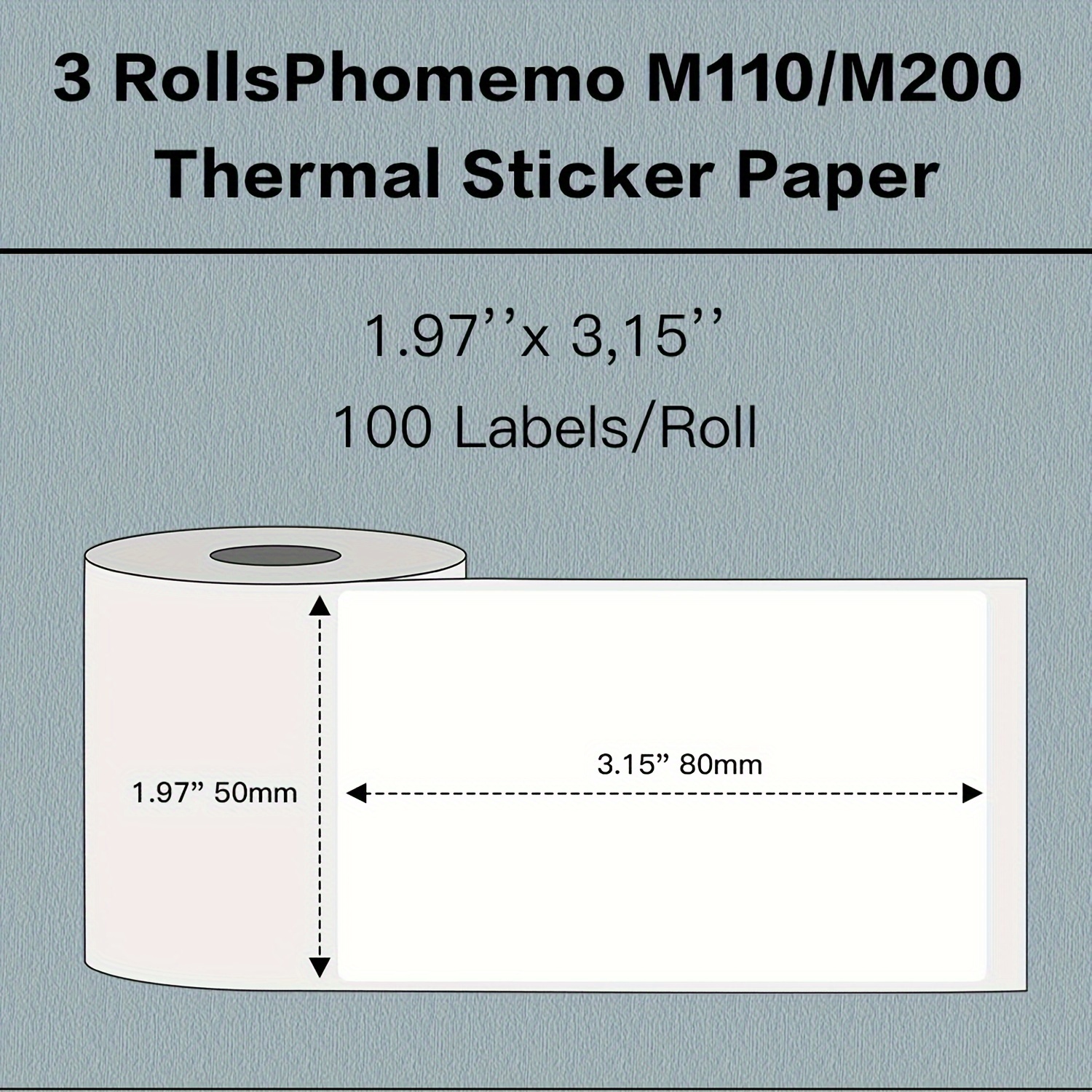 Phomemo M110 Thermal Labels for M110 Portable Labeler Printer Adhesive  Sticker Paper Round/Square Labels for Business,Office,DIY