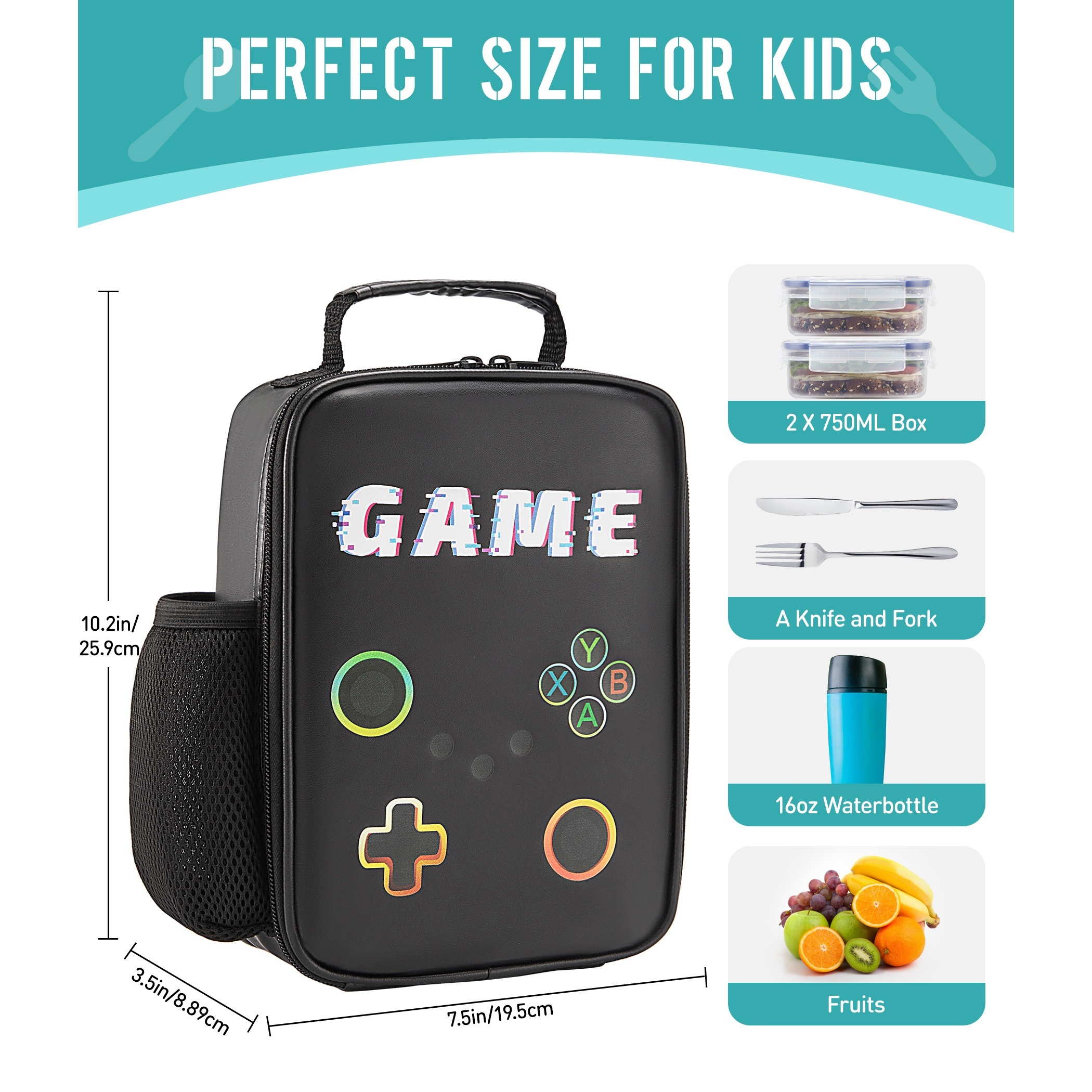 Hairao Insulated Lunch Box for Boys,Game Lunch Bag for School