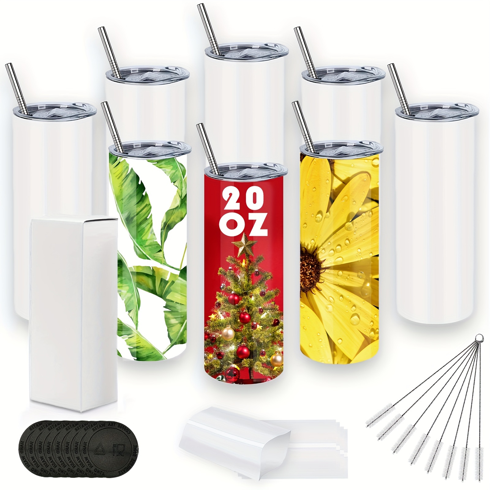  Sublimation Tumblers bulk 20 oz Skinny, 24 Pack Stainless Steel  Double Wall Insulated Straight Sublimation Tumbler Cups Blank White with  Lid, Individually Box,Polymer Coating for Heat Transfer : Arts, Crafts 