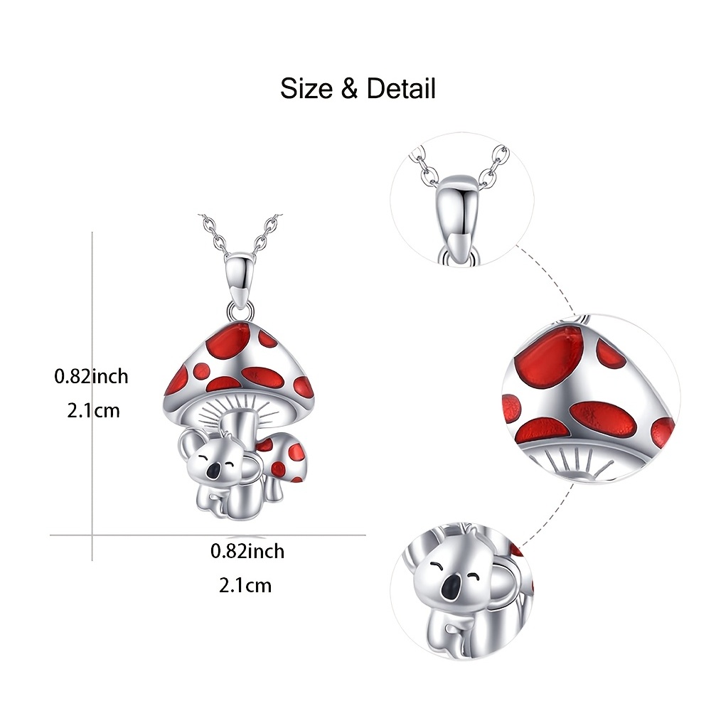 Red Mushroom Cute Koala Pendant Necklace For Girls Birthday - Temu Australia