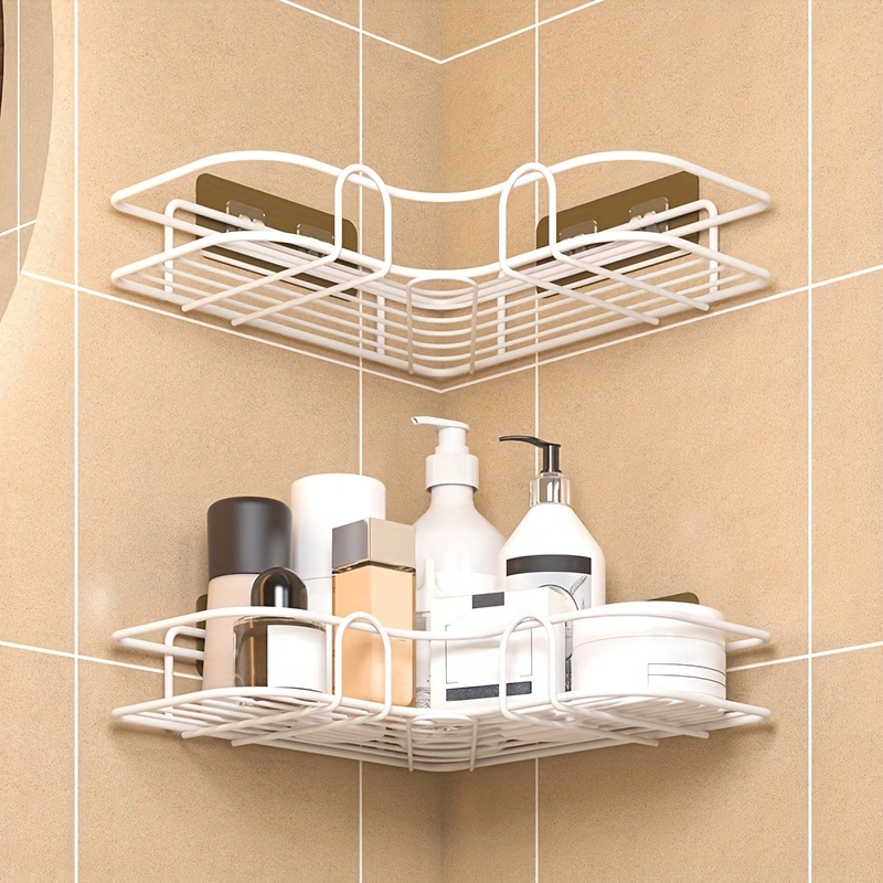 Warkul Punch-free Shower Room Triangle Storage Rack - Convenient Wall-mounted  Design - Ideal for Shampoo and Shower Gel - Bathroom Corner Shelf 