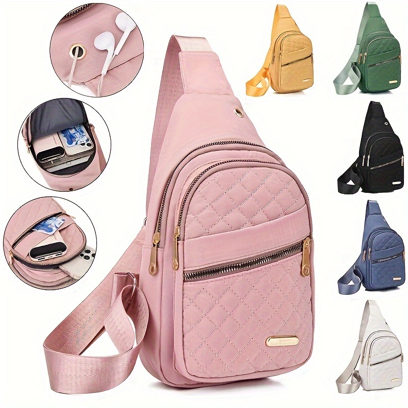 

Fashion Quilted Chest Bag, Trendy Solid Color Crossbody Bag, Women's Casual Sling Shoulder Purse