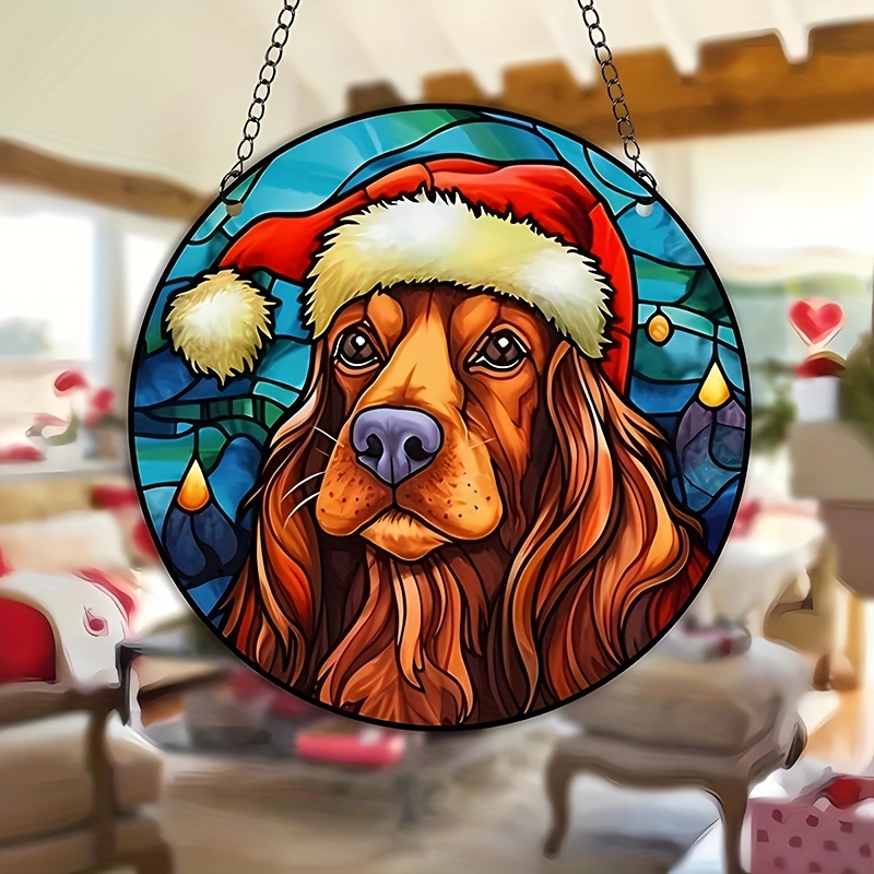 1pc Weihnachts Hund Runde Acryl Ornament - Temu Austria