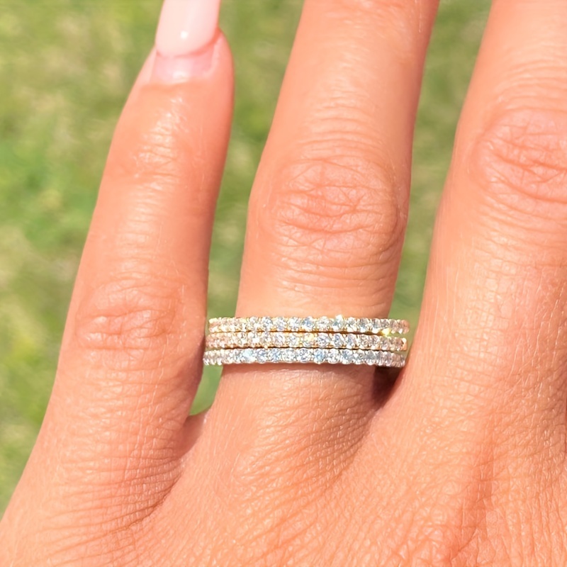 Zircon Inlaid Sparkly Finger Ring