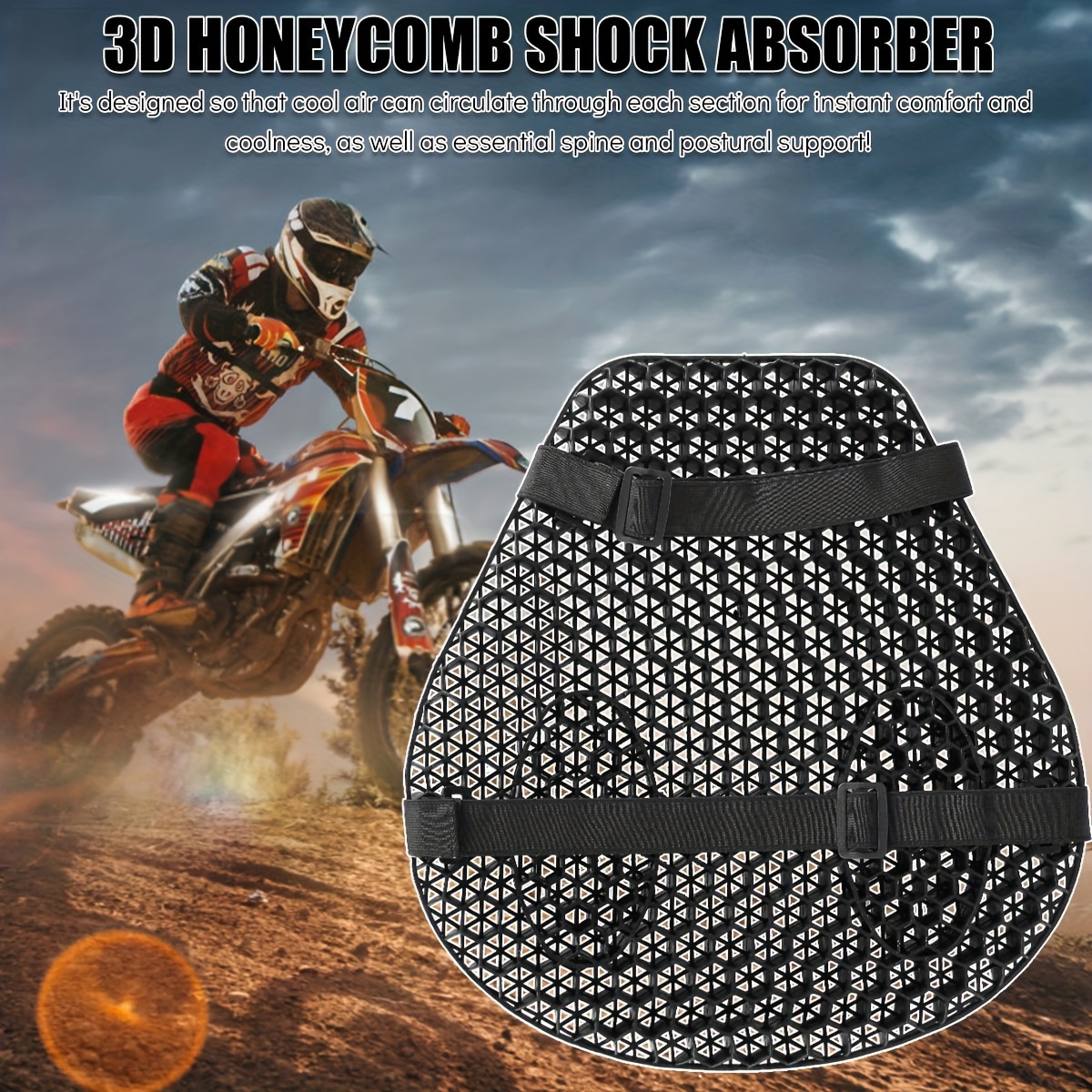 Motorcycle Seat Cushion Gel Shock Absorption 3d Honeycomb - Temu