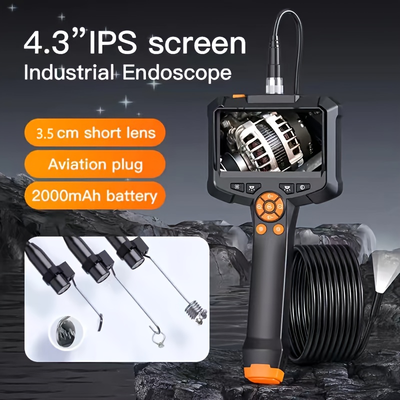 Borescope Inspection Camera, 7.9mm Portable Snake Camera, 2.4'' Screen,  IP67, 6 LEDs Light, Flexible Semi-Rigid Cable for SewerDrain Plumbing Check