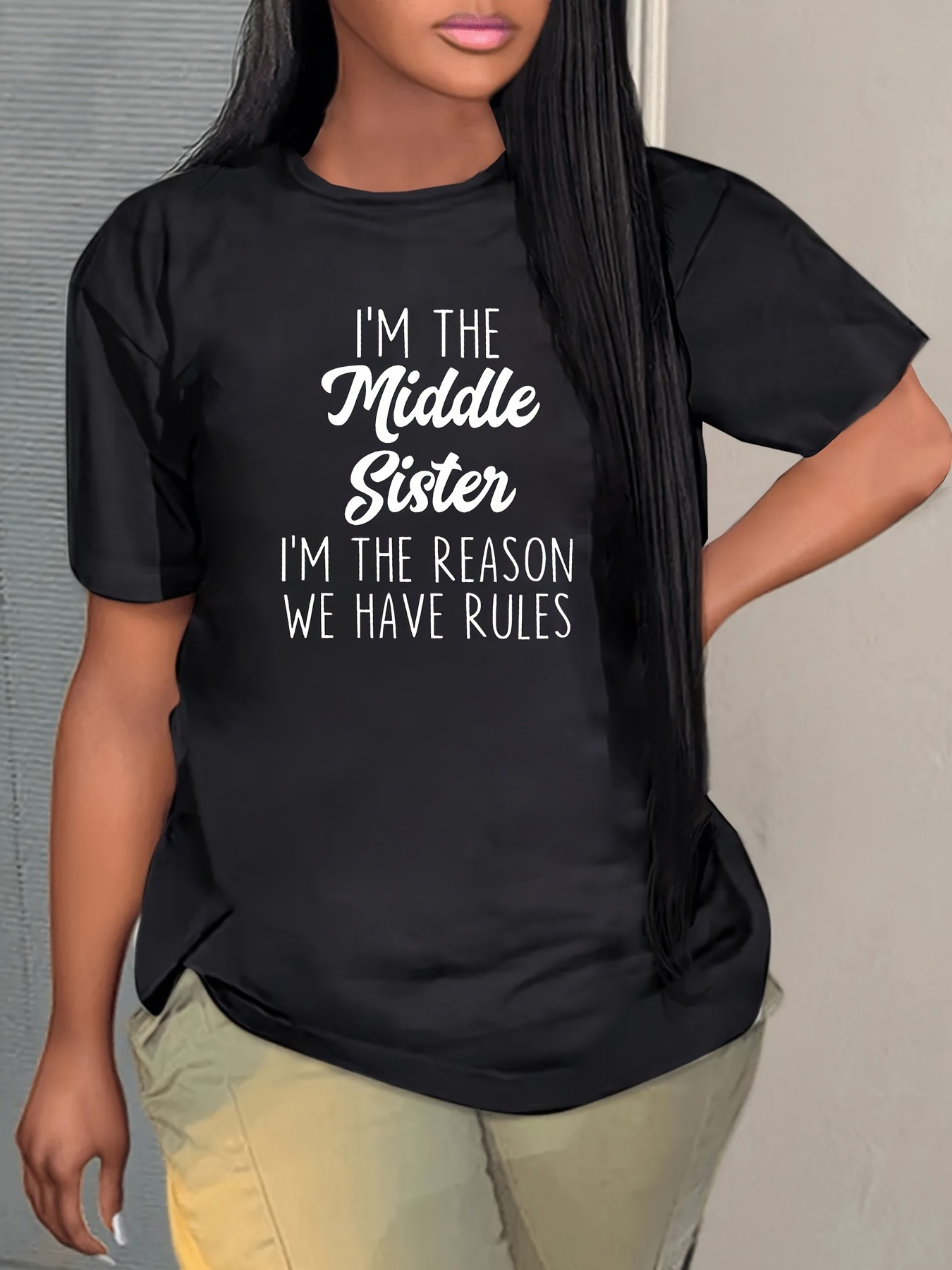 Letter Print T shirt Plus Size Casual Crew Neck Short Sleeve - Temu New ...