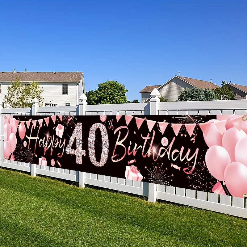 

1pc, 40th Birthday Banner Decorations For Women, Rose Gold Cheer 40th Birthday Sign Party Supplies, 40th Birthday Party Decorations Photo Booth Props, Yard Decor, Wall Decor
