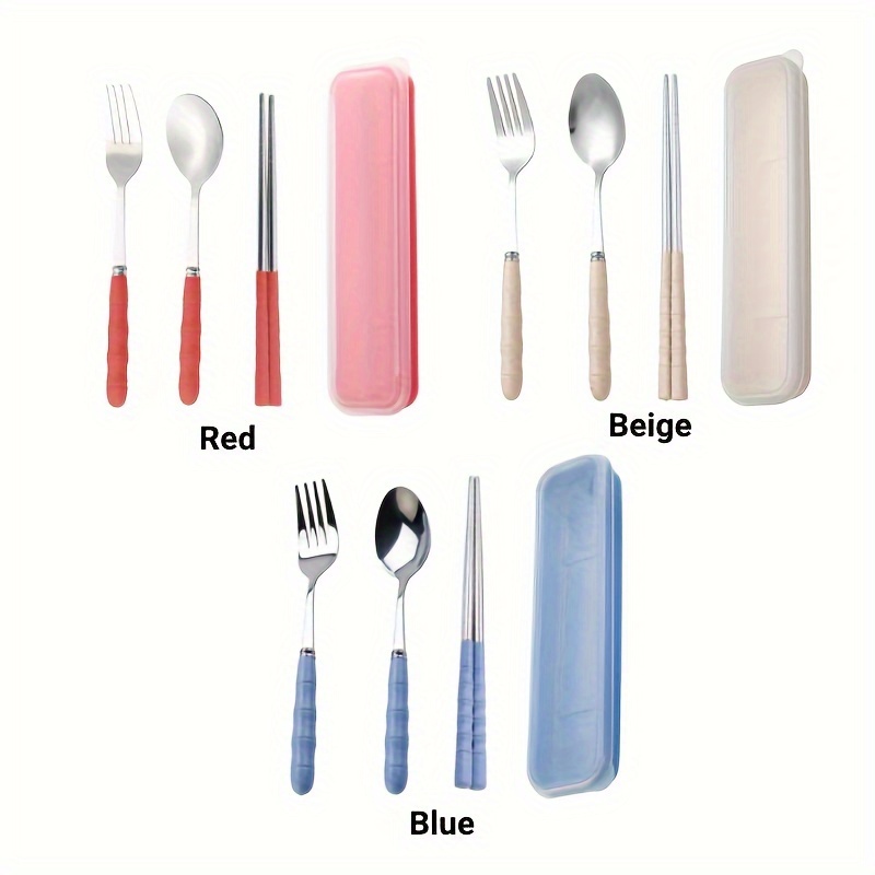 Vaisselle de voyage, couteau fourchette cuillère baguettes avec boîte à  couverts Portable enfant étudiant service de table de fête barbecue