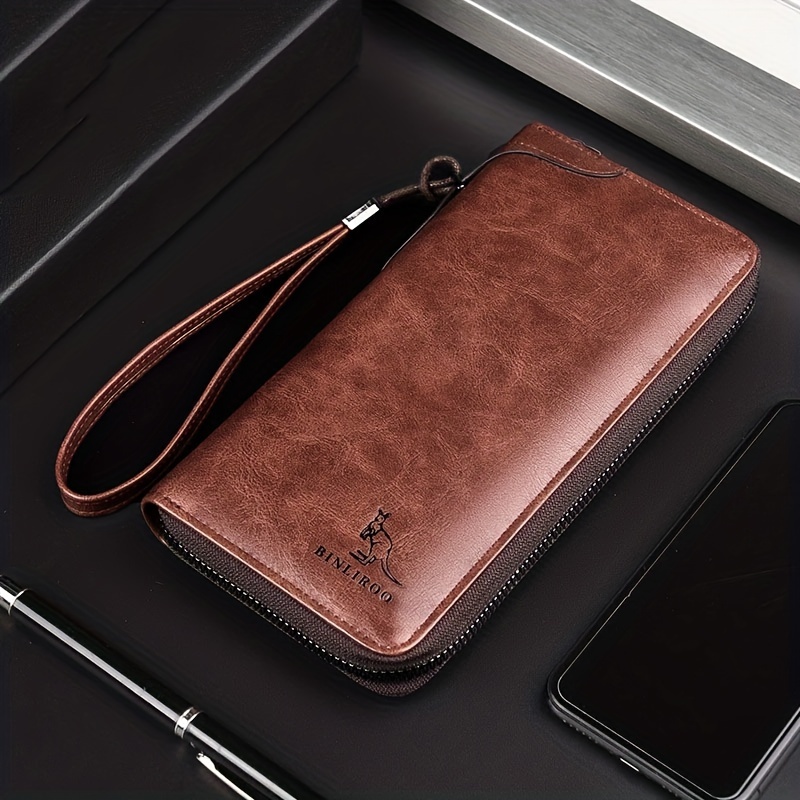 Men's Long Zipper Wallet High Quality Pu Leather Wallet For Men Rfid  Blocking Business Clutch Bag Credit Card Holder Purse Man - Temu