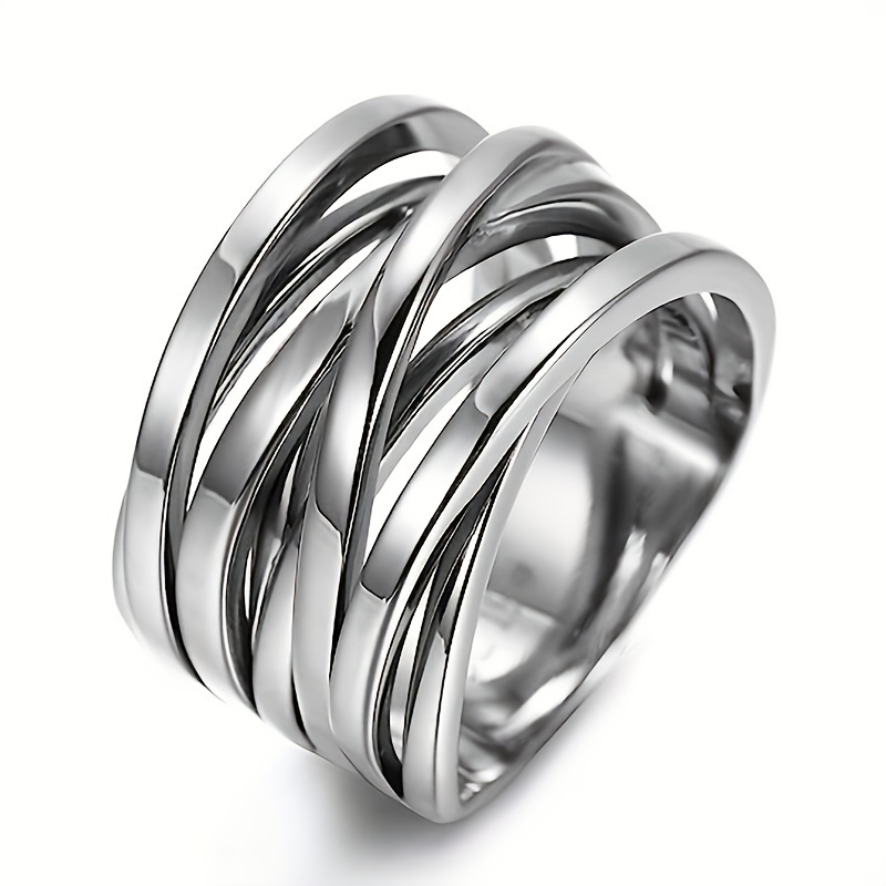 KC Golden Plated Copper Women's Band Ring Intertwine