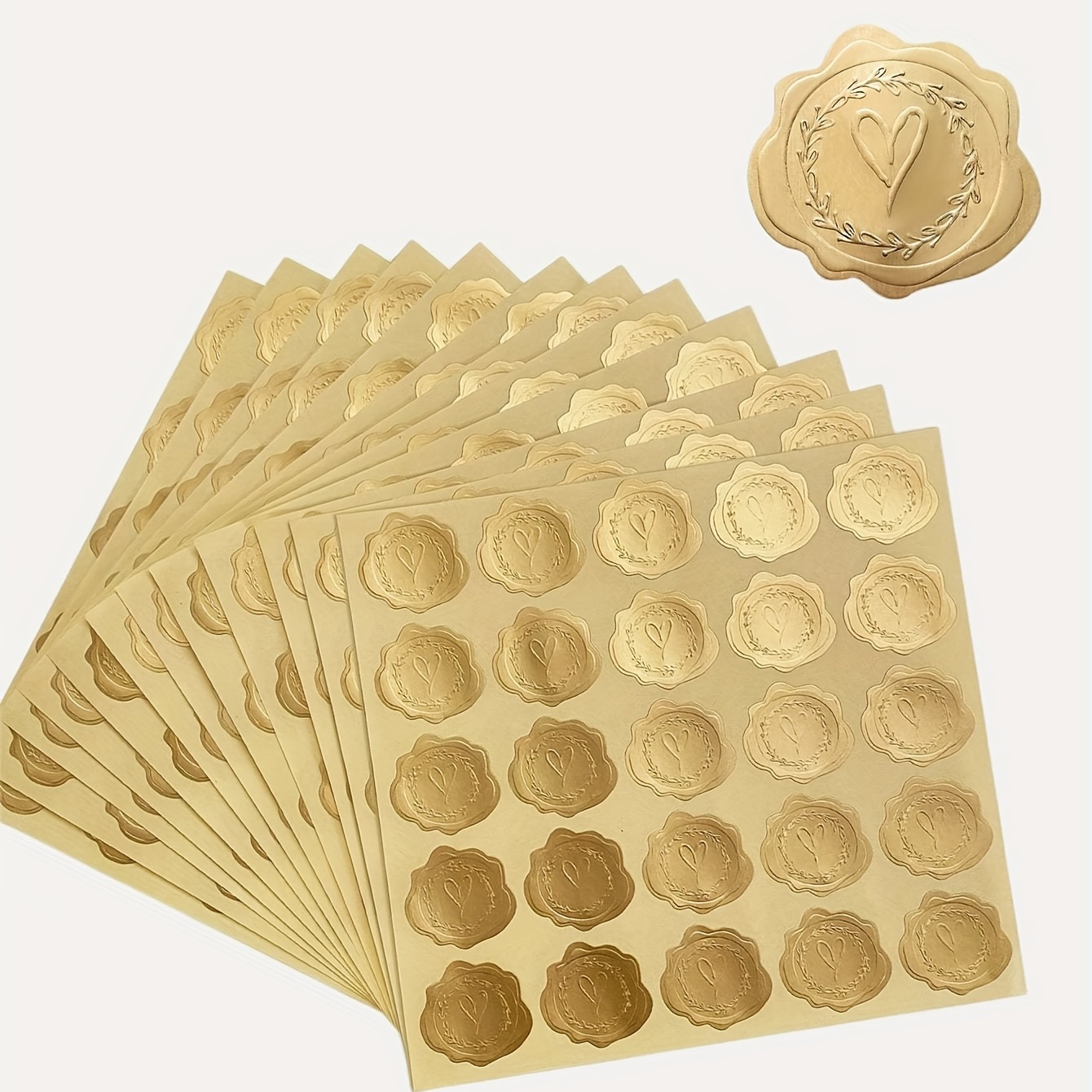 

100pcs, Embossed Stickers, Heart Embossed Stickers, Artificial Wax Seal Stickers, Brand Stickers, Party Invitation Stickers, Gift Bag Stickers, Envelope Stickers, Explosive Goods, Golden And Silvery