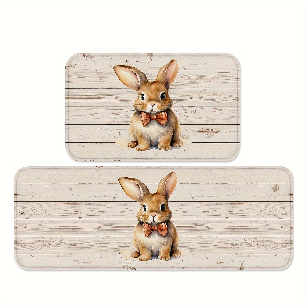 

1/2pcs Easter Bunny Kitchen Mats, Creative Striped Rugs, Non-slip Sofa Cushions, Washable Bathroom Door Mats, For Kitchen, Home Office, Sink, Laundry, Bathroom, Sets 2 Piece