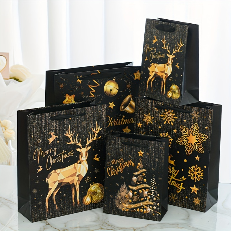 12 Sacchetti Regalo Di Natale Extra Large - Riutilizzabili In Tessuto Non Tessuto, Con Manici, 43x32x18 Cm, 6 Fantasie