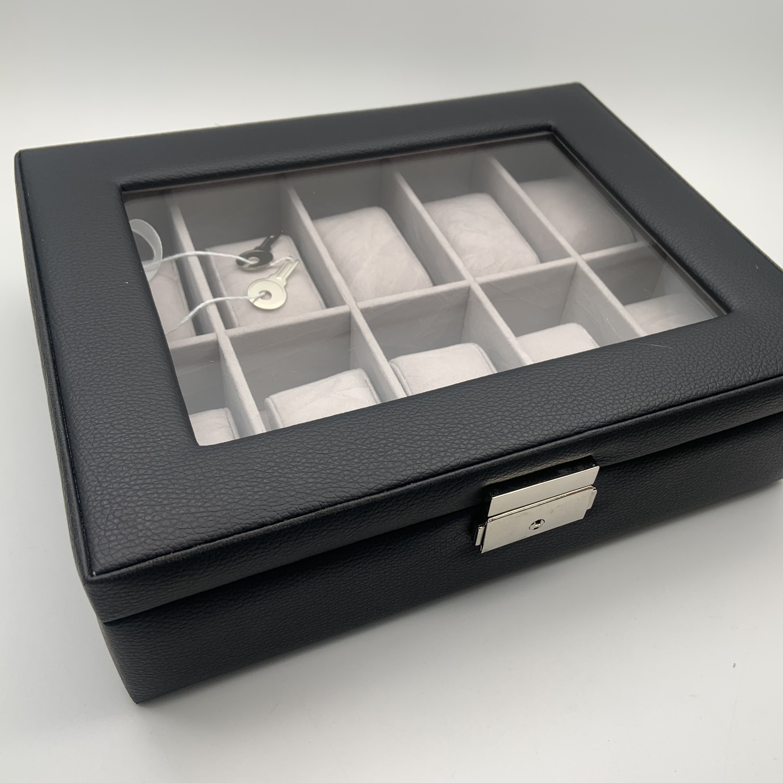 Caja Organizador Para Relojes Caja Para Joyas Negra Con Vitrina De Cristal