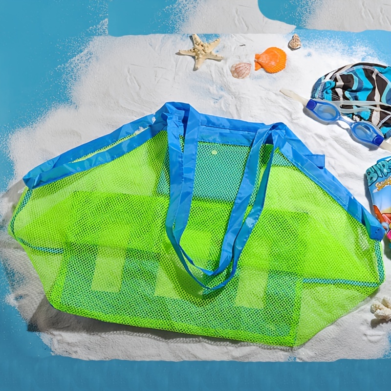 Large Mesh Beach Bag for Sand Toys and Sea Shells Durable Tote Bag