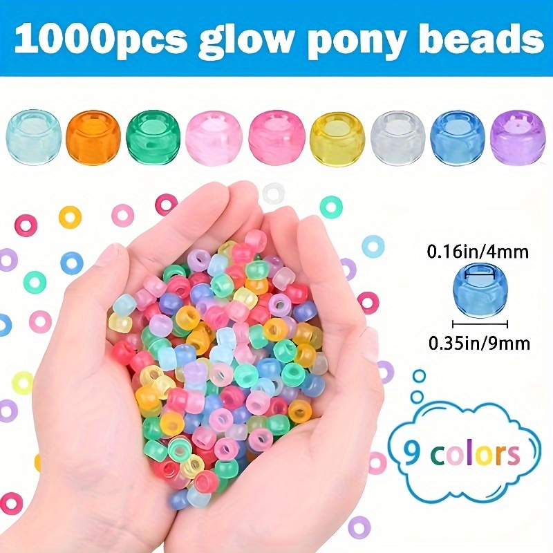Dark Glow Pony Beads Mix 9 Colors Luminous Beads For - Temu