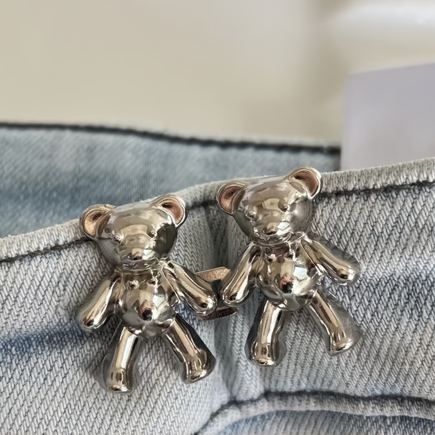 Adjustable Jeans Button Pin Set Waist Tightener Bear Clip Bear Pants Clip  Bear Buttons for Jeans Skirt