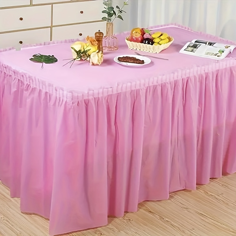 

2pcs, Disposable Table Skirt Peva Tablecloth, Waterproof And Oilproof Tablecloth Birthday Party Wedding Banquet Hotel Decoration Eid Al-adha Mubarak