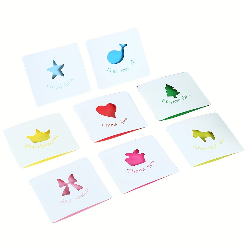 Creative Simple Color Hollow Greeting Card Folding Small - Temu