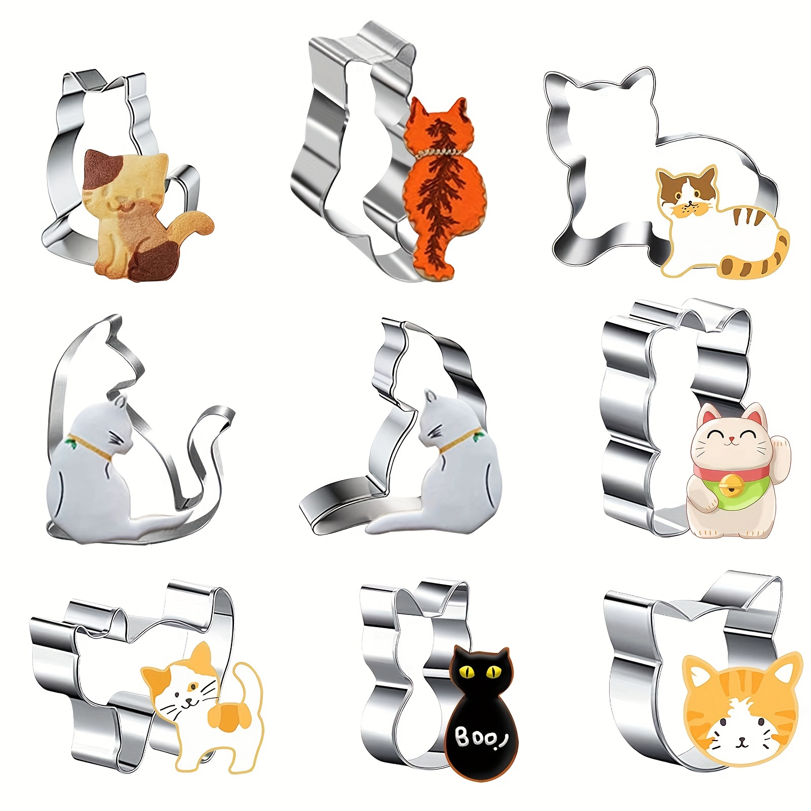 Cartoon Cat Cookie Cutters Stainless Steel Pastry - Temu