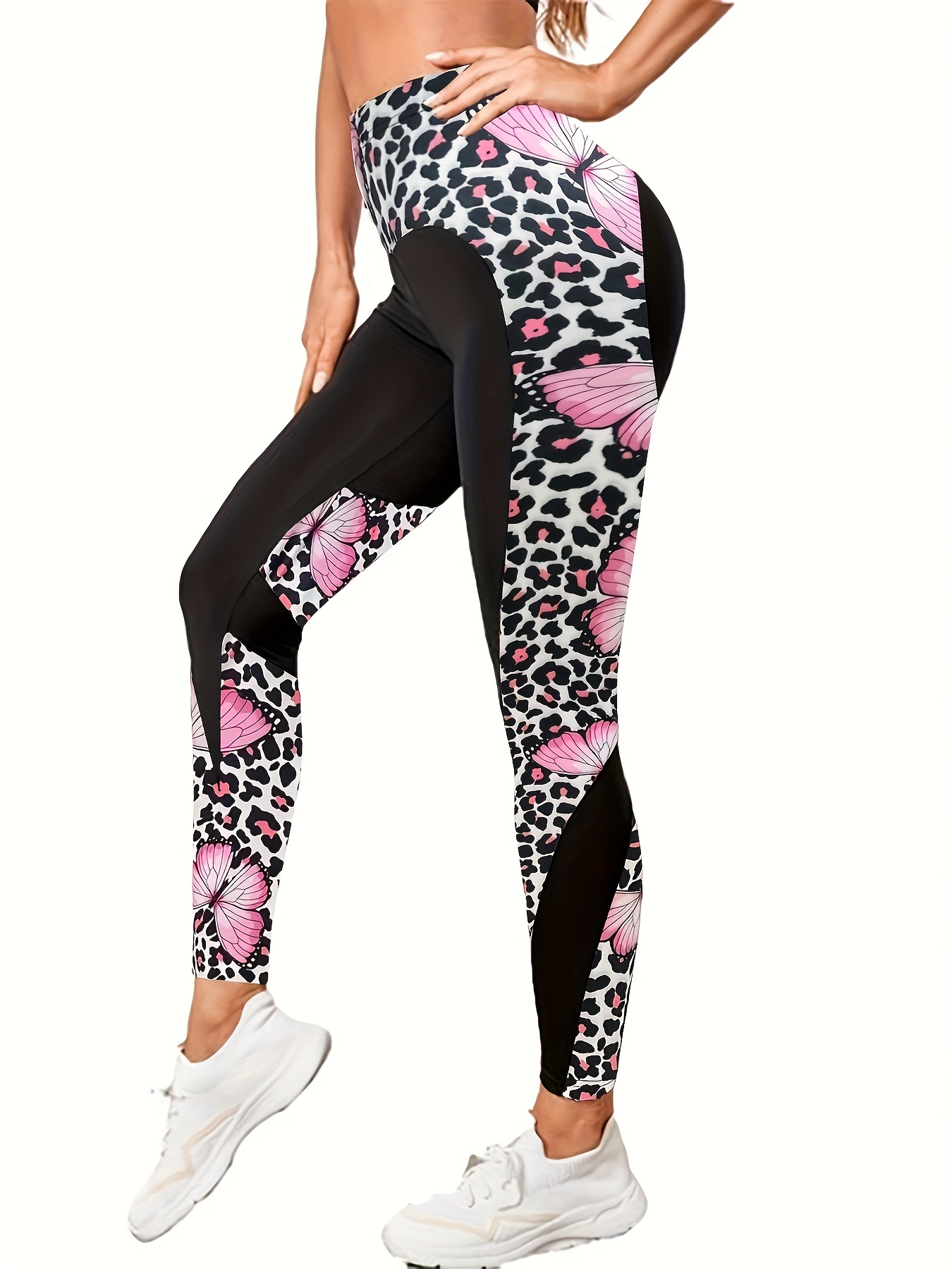 Women's New Fashion Butterfly Print Yoga Pants Casual High Waist