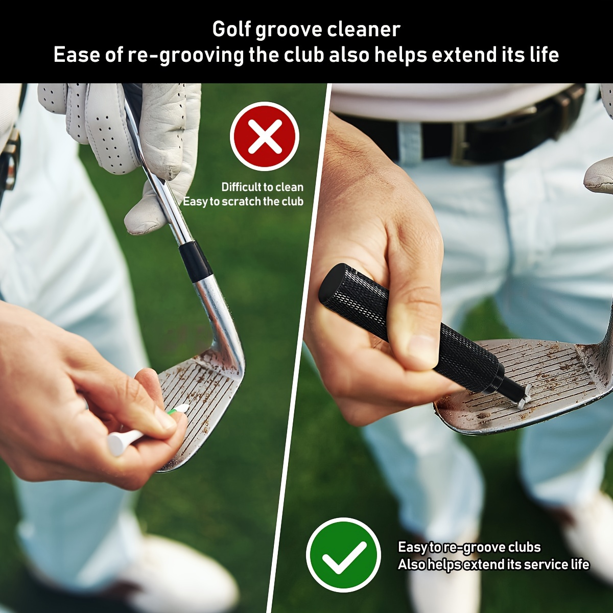 Golf Groove Cleaner Tool Portable Golf Iron Wedge Club Groove