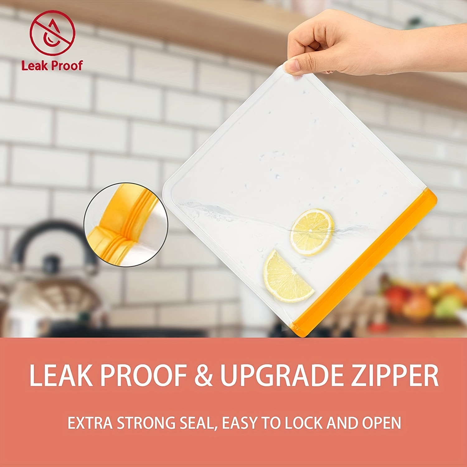 Zip Lock Leakproof Reusable Food Freeze Storage Bag Sandwich Marinate Meat  Fruit