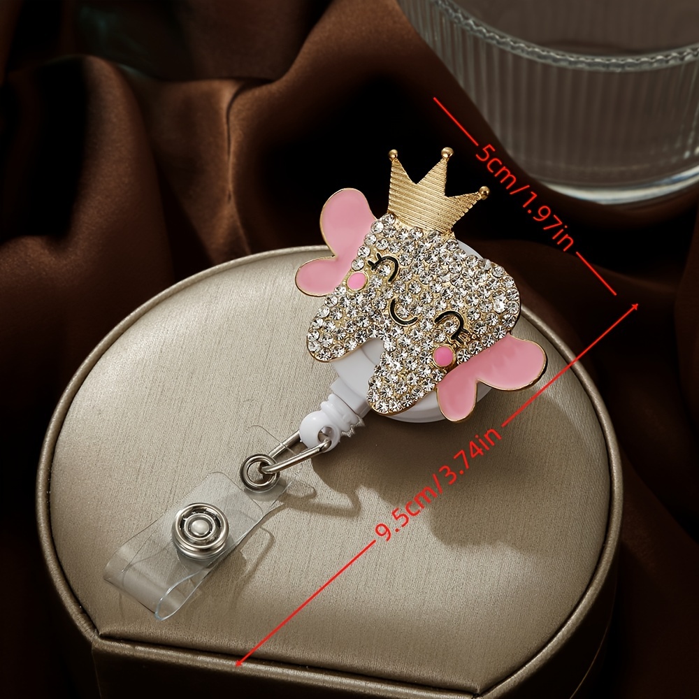 Cute Rhinestone Tooth with Angel Wings Woman Name Card ID Badge Holder  Badge Reel : : Office Products