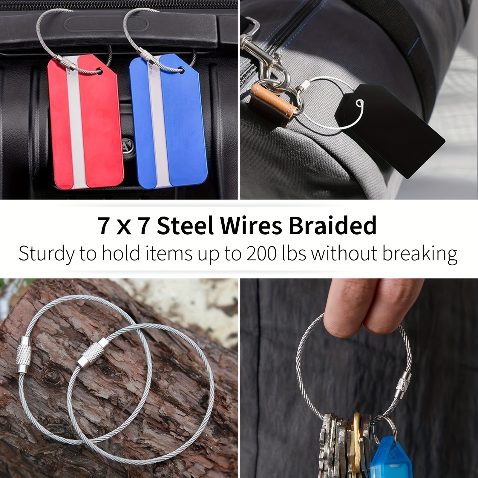 25pcs Stainless Steel Keychain Heavy Duty Luggage Tag Keeper