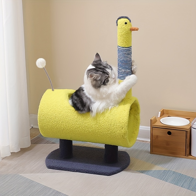 cat scratching post with bed featuring with soft perch sisal covered scratch posts and pads with play ball great for kittens and cats details 4