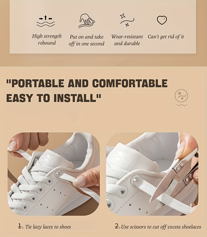 1 Pair No-Tie Magnetic Shoelaces - Elastic Flat Laces with Secure Locking Buckle for Sneakers & Boots, Durable Acetate Fiber, Easy Fastening