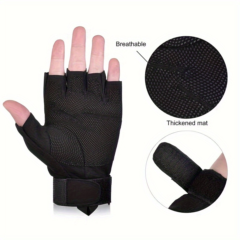 Mens And Womens Cycling Fitness Non Slip Outdoor Fishing Fighting Thickened Wear  Resistant Half Cut Finger Gloves Sports Half Finger Gloves - Jewelry &  Accessories - Temu