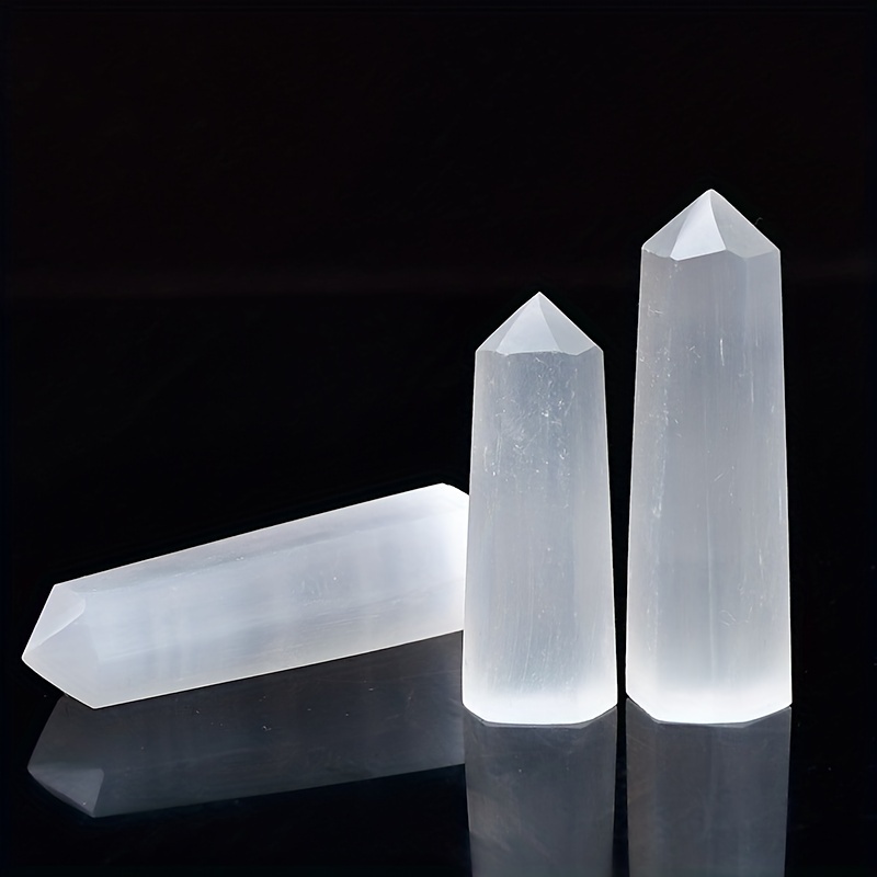 1pc cristallo naturale Selenite cristallo punto guarigione pietra esagonale  prismatico obelisco bacchetta Chakra decorazione domestica