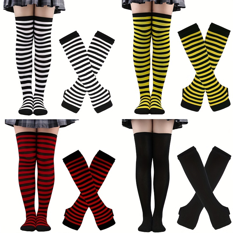 CHERSE Womens Leg Socks Arm Sleeve Red-Black Stripe Knit Y2K Arm Warmers  Gloves Leg Warmer Socks 80s Outfit for Women Party(2 Pairs) at   Women's Clothing store