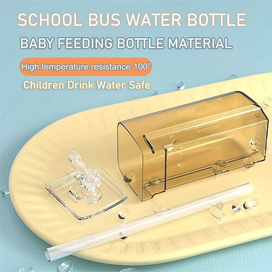 Portable Water Cup In Bus Shape With Straw For Kids And Adults
