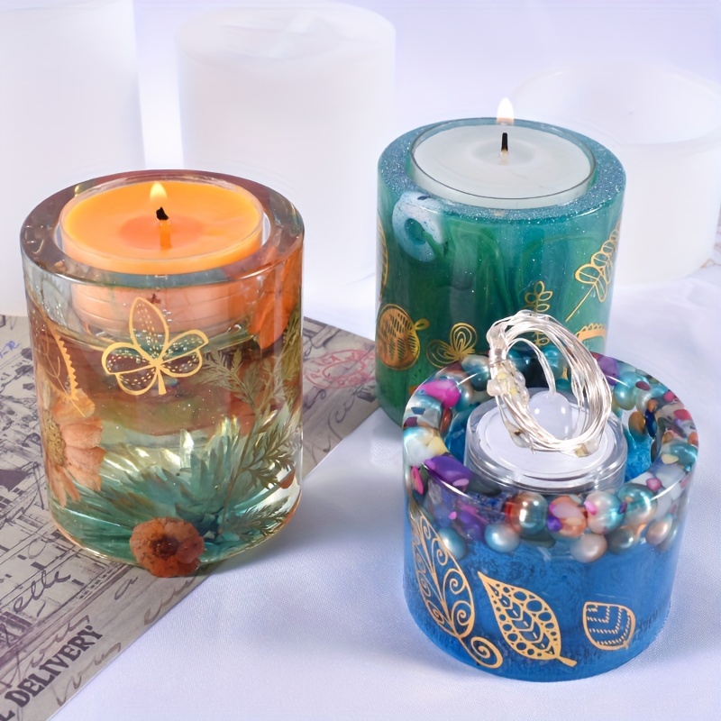 Candle Holder Resin Molds 3size Cylindrical Candlestick - Temu