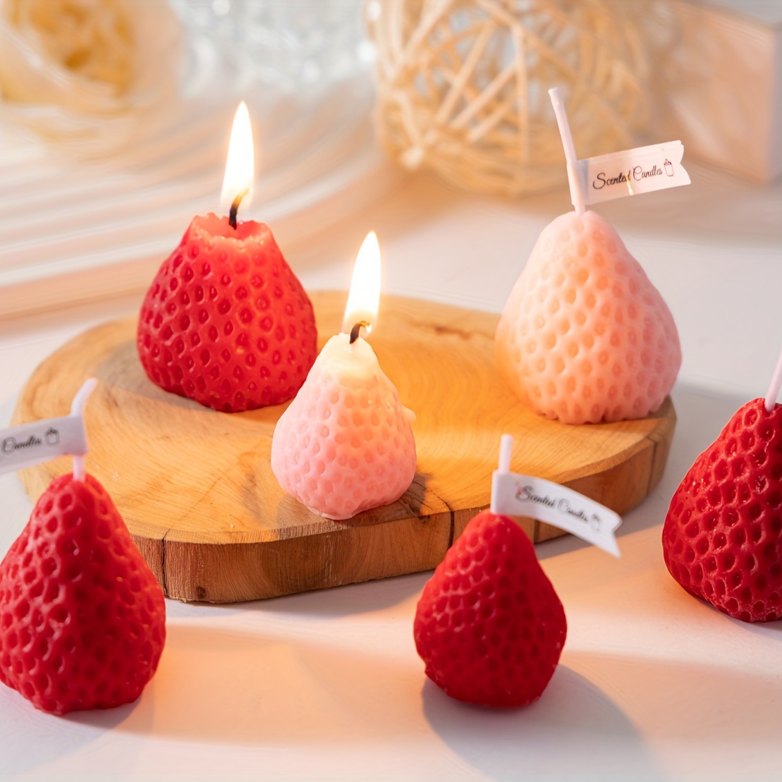 Creative Mini Strawberry Candle Perfect For Party Decor - Temu