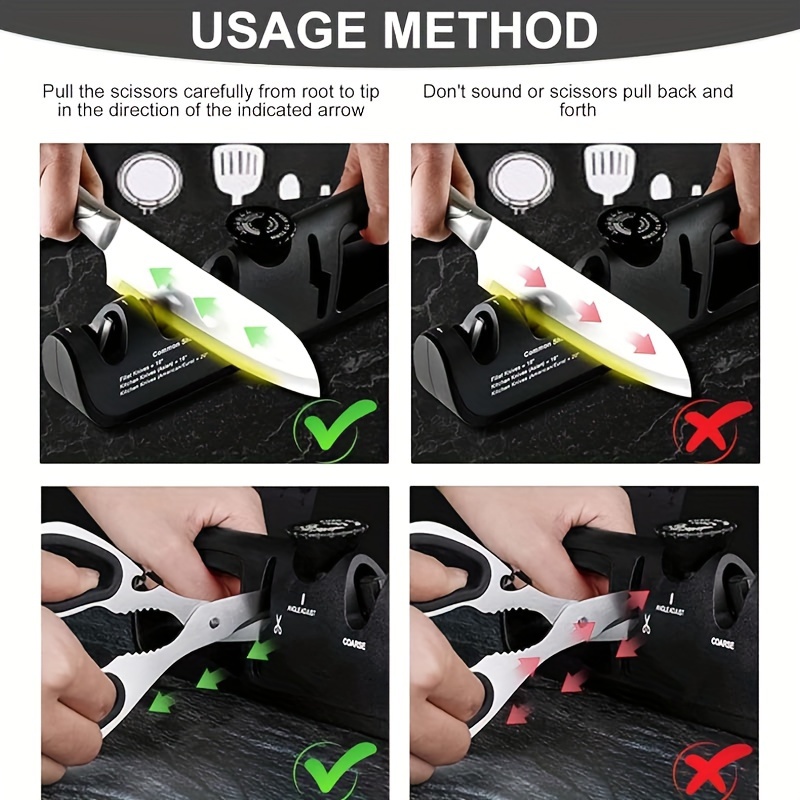 knife sharpener electric for Kitchen Knives, 15 Degree Bevel Angle, 2 Level  Wide Slot, 4-in-1 Kitchen Knife Accessories for Scissors, Kitchen Knife