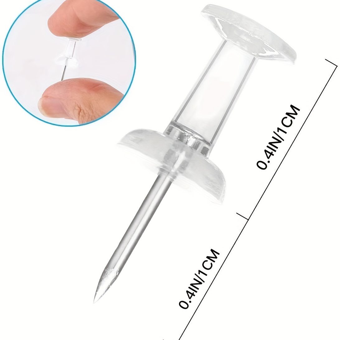 Push Pins: Clear Plastic Head Steel Point Thumb Tacks - Temu