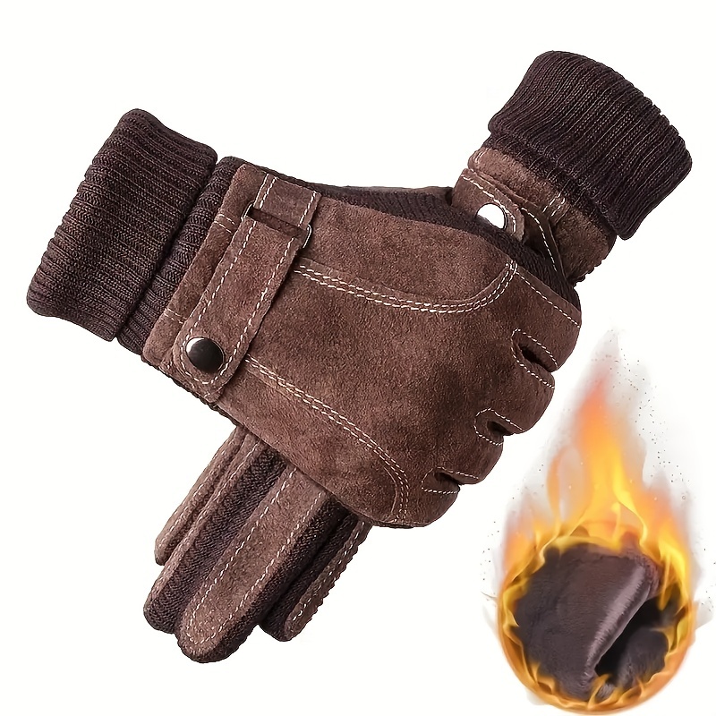 

1/2 Pairs Knitted Slip On Thermal Gloves, Touch Screen Keep Warm Windproof Mittens, Winter Cold Weather Running Cycling Hiking Driving Skiing Snow Gloves