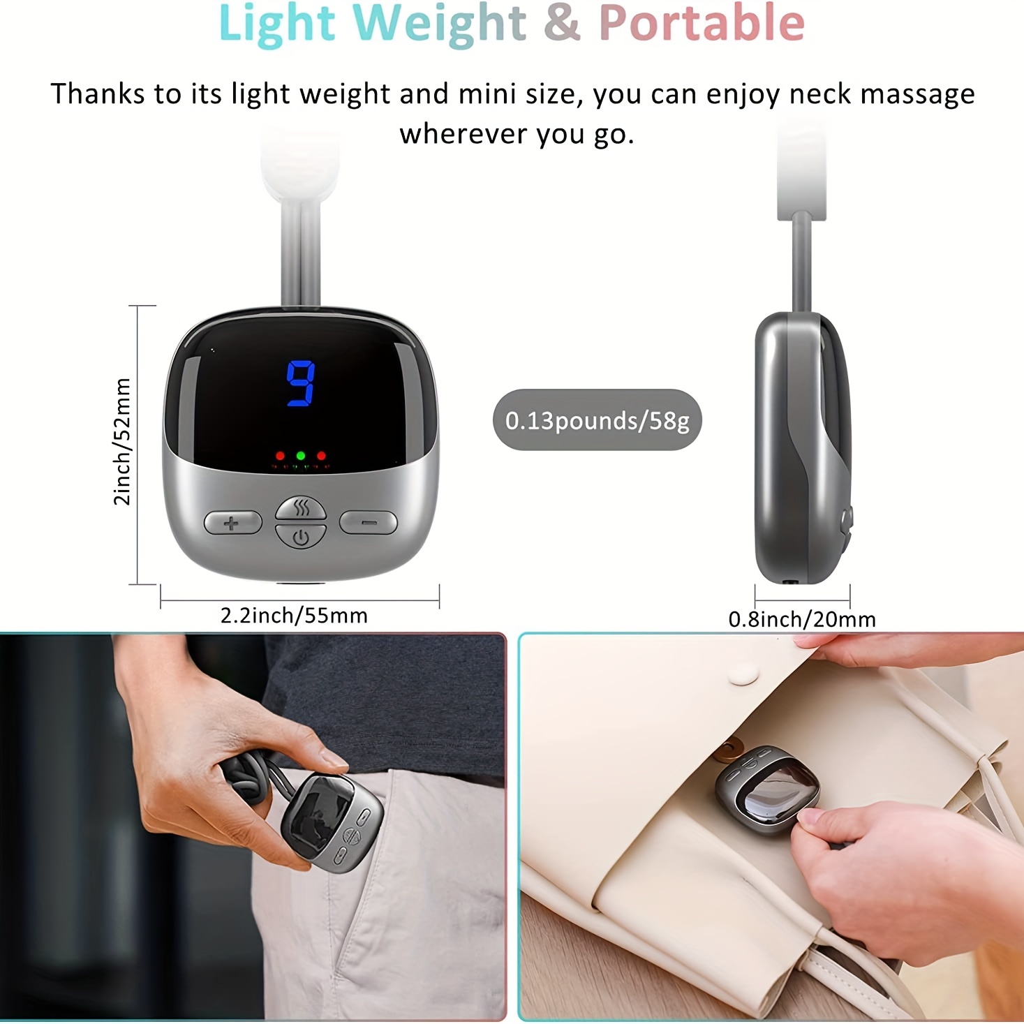 Portable Rechargeable Neck Massager With Heat - Electric Pulse Technology  For Shoulder And Neck Pain Relief - 4 Modes, 9 Intensity Levels, Adjustable  Length - Perfect Gift For Women, Men, And Parents - Temu United Arab  Emirates