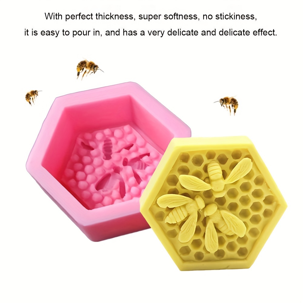 SJ Moldes de silicona de abeja 3D, molde de panal para jabones, molde para  hornear pasteles de colmena, molde de resina para velas para manualidades