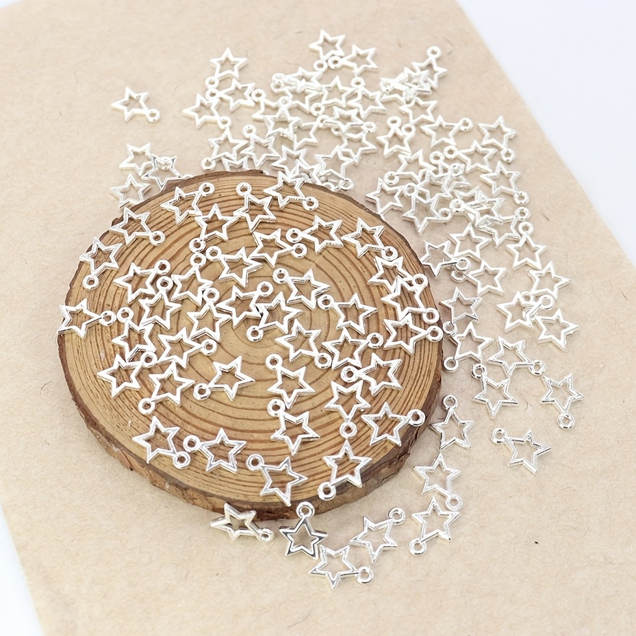 100Pcs Plated Hollow Moon Star Pendant DIY Natural Charm Jewelry