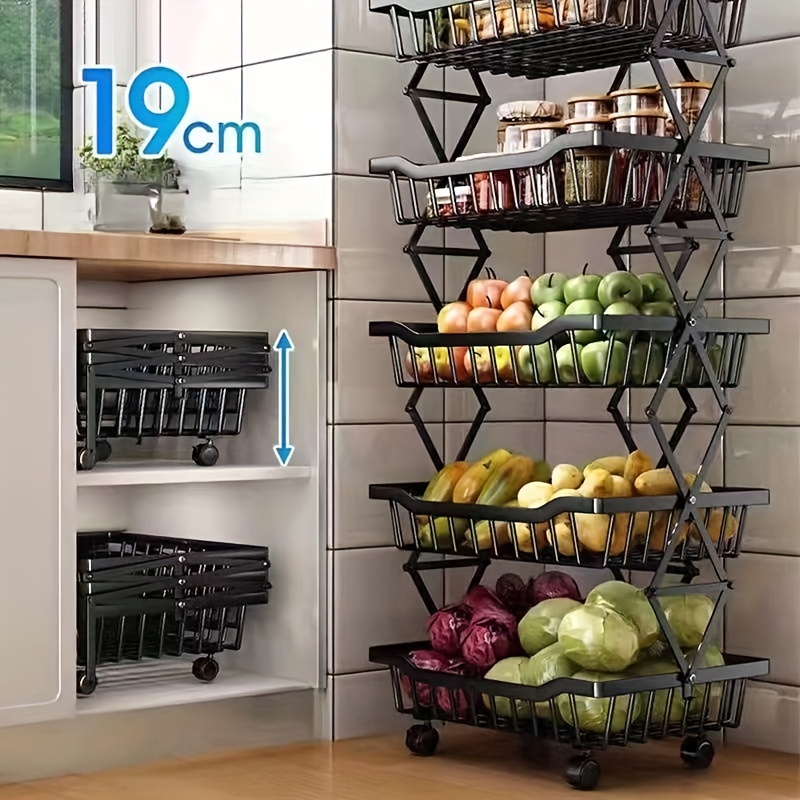 Metal wire basket for vegetables, Fruit Basket for Kitchen, Stackable Metal  Wire Fruit Vegetable Storage Baskets Organizer Stand on Wheels, Produce  Basket Potato and Onion Storage Bins Rack for Pantry.