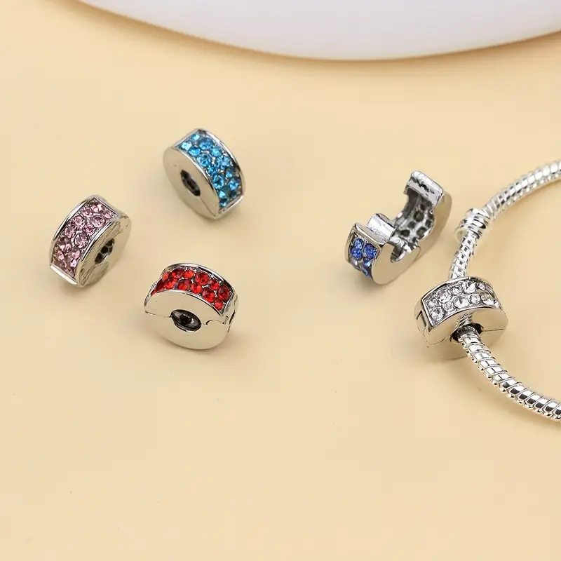 1pc Crystal Beads Fits Charms Bracelets Safety Bead Clip Stopper Star Pattern European Charm DIY Jewelry, Jewels,Temu