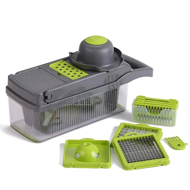 All in 1 Vegetable Chopper Gray and Green, Mandoline Slicer