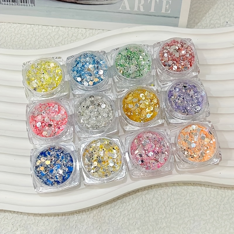 Chunky And Fine Glitter Mixed 12 Colors Chunky Sequins Fine - Temu