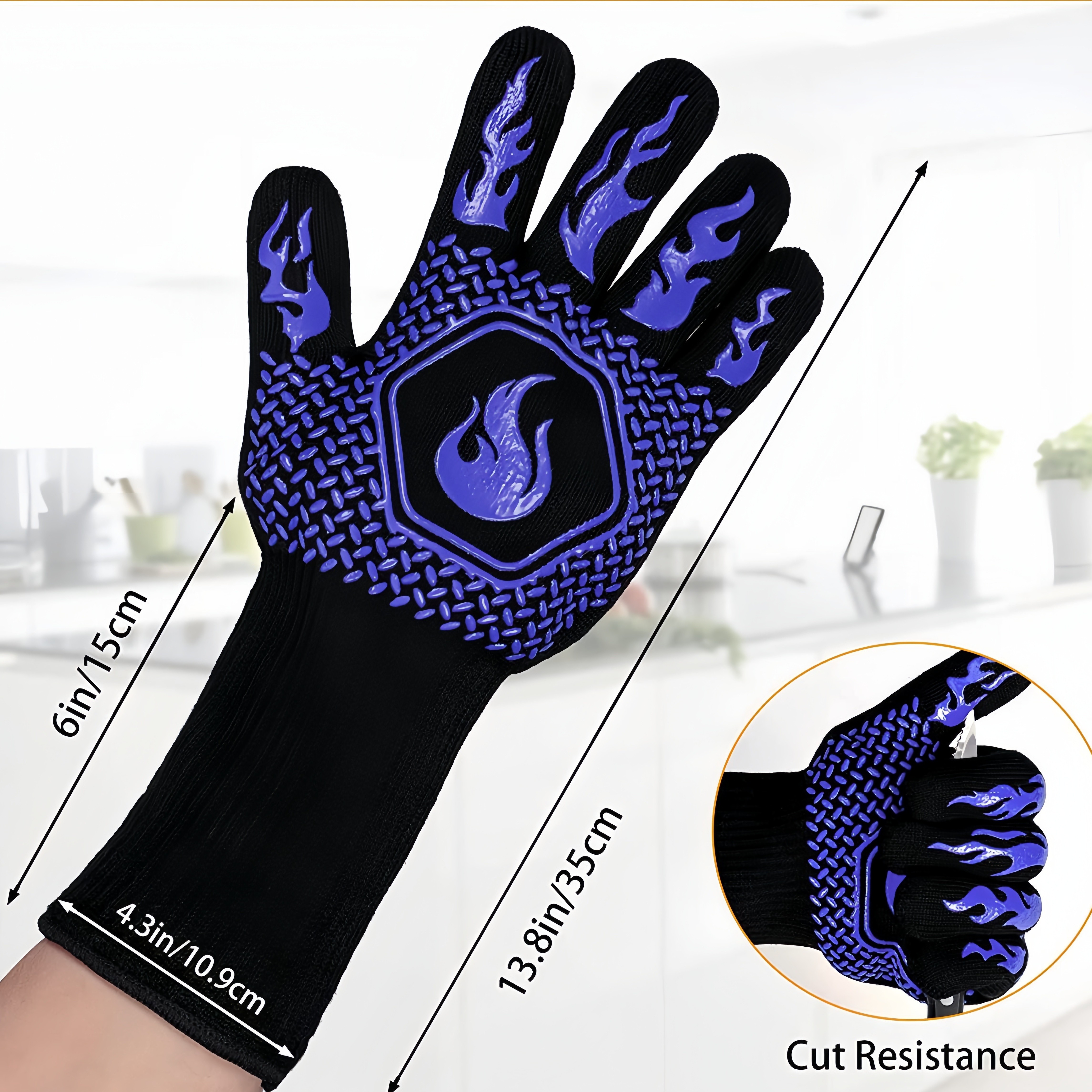 Custom Logo BBQ Gloves High Temperature Resistance Oven Mitts 500