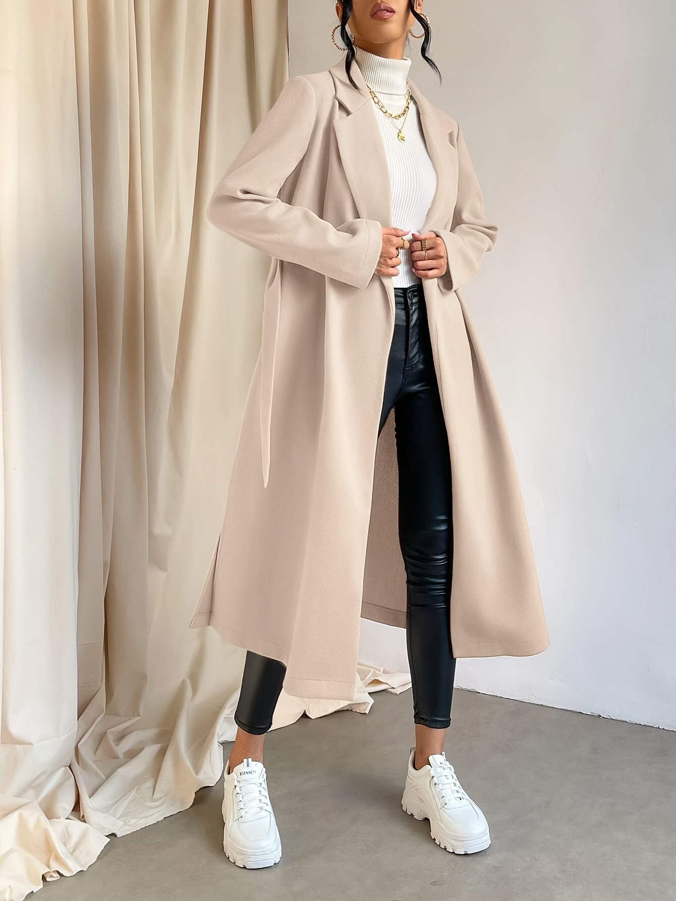 Women's Coat，Made of Polyester, Overcoat Winter Outerwear Winter Long Coat  (Color : Camel, Size : Medium) : : Clothing, Shoes & Accessories